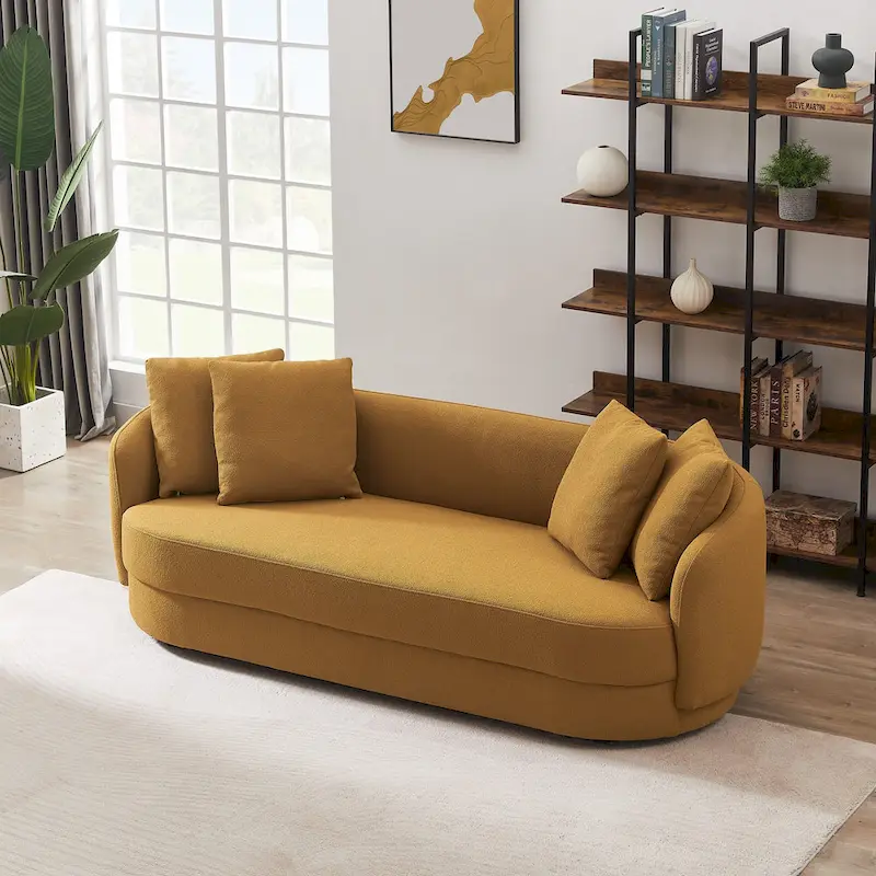 Haas Japandi Style Luxury Modern Boucle Fabric Curved Sofa