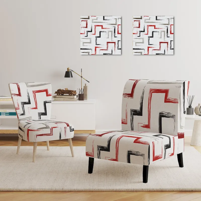 Geometric Patterned Upholstered Accent Chair