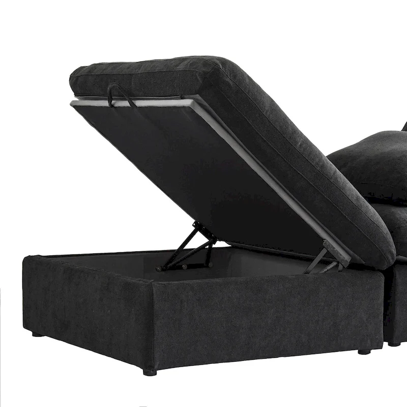 160 Modern Linen Upholstery 4 Piece Sectional Sofa Minimalism Commix Down Filled Modular Couches