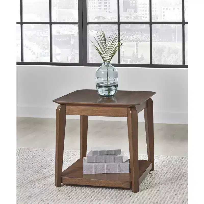 Signature Design by Ashley Trenmour MId-Century Square End Table, Medium Brown