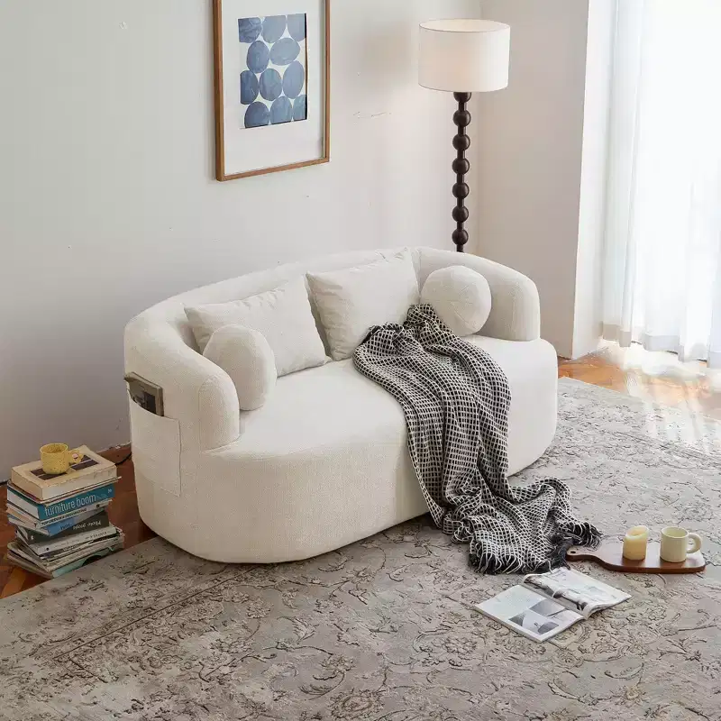 Okak Modern Memory Foam 2-Seater Sofa Couch with Pillows,Chenille Deep Seat Loveseats for Living Room, Bedroom, Apartment