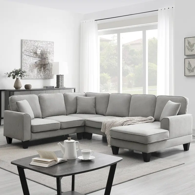 Velvet L-Shaped Sectional Sofa 89