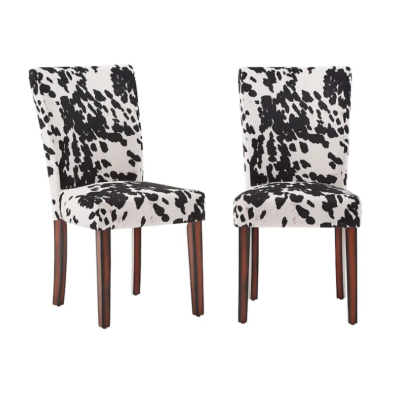 Cowhide Parsons Dining Chairs (2-Pack)