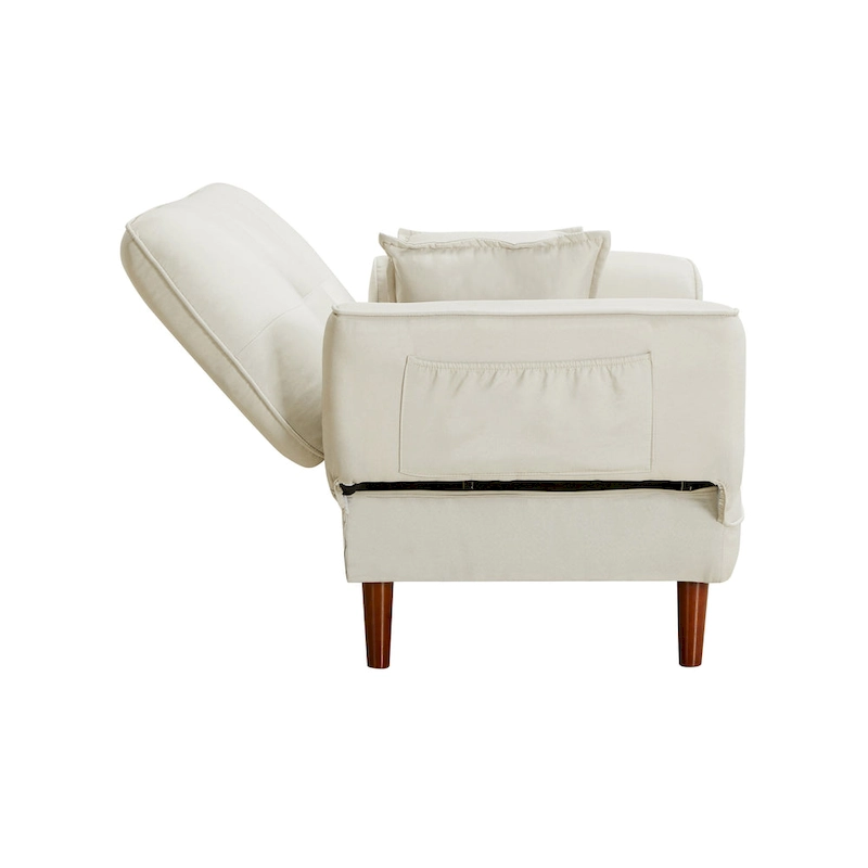 Multifunctional Sofa Bed Sleeper with 2 Pillows Beige Fabric
