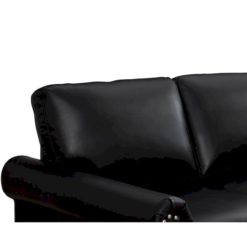 Living Room Sofa Loveseat Black Faux Leather