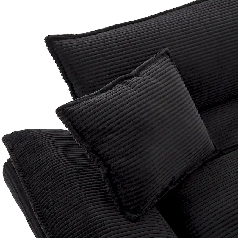 65.5 Upholstered 3-Seater Sofa Couch with Two Pillows and Sturdy Construction