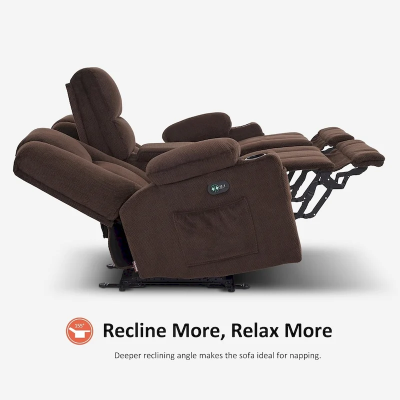 MCombo Electric Power Reclining Sofa with Massage and Lumbar Heat, Fabric 6015/6025/6035/6045