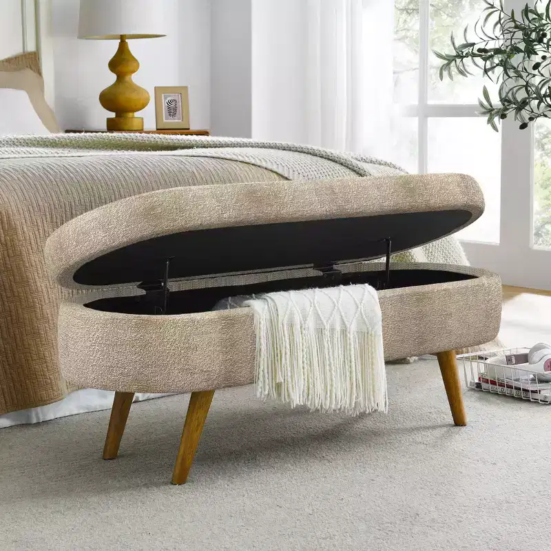 Christopher Knight Home Lvan Multifunctional Wood Storage Faux Shearling Ottoman Bench