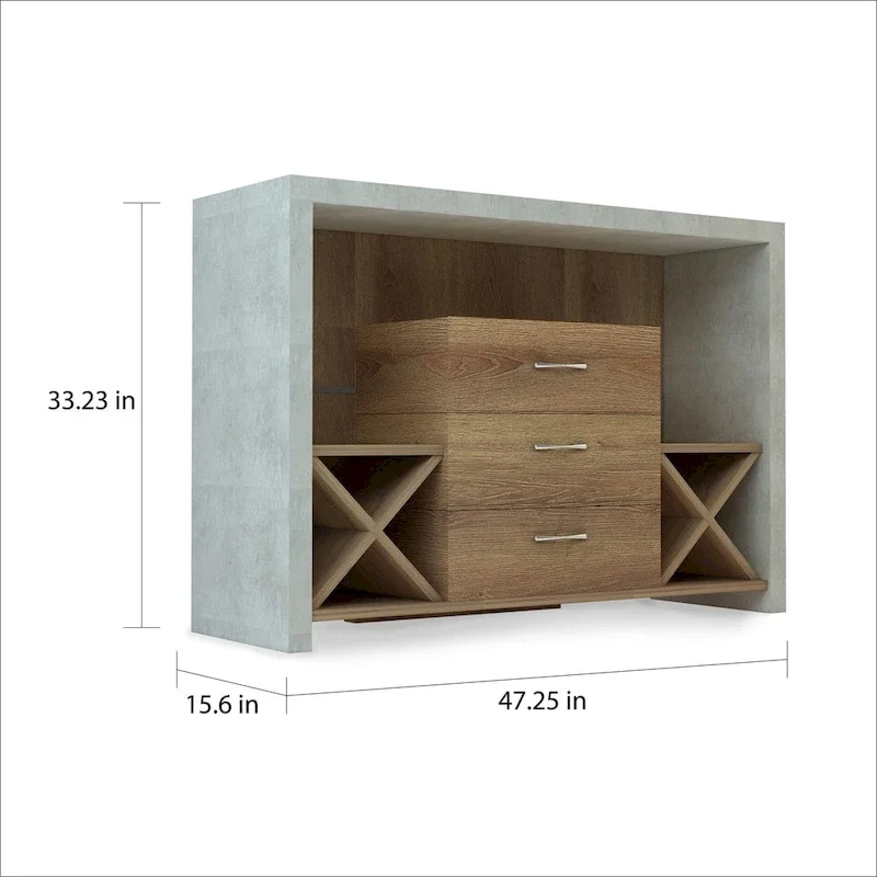 Furniture of America Mystal Industrial Concrete-like 3-drawer Buffet