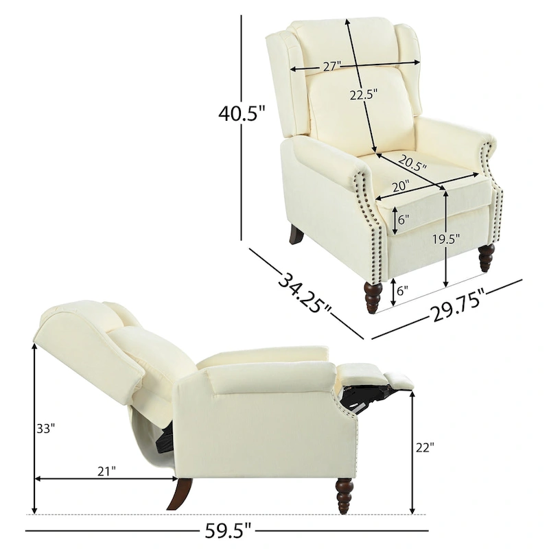 Barnn Upholstered Recliner with Wing Back by Christopher Knight Home