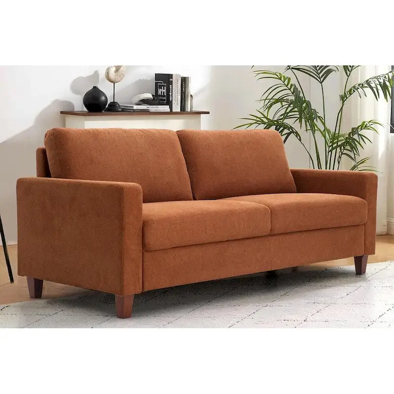 Miles Mid Century Modern Couch 3 Seater Sofa with Reversible Back Pillows Large