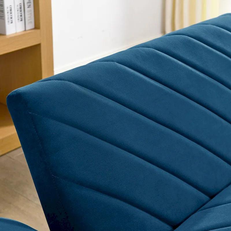 87 Velvet Convertible Folding Sofa Bed with Adjustable Armrests
