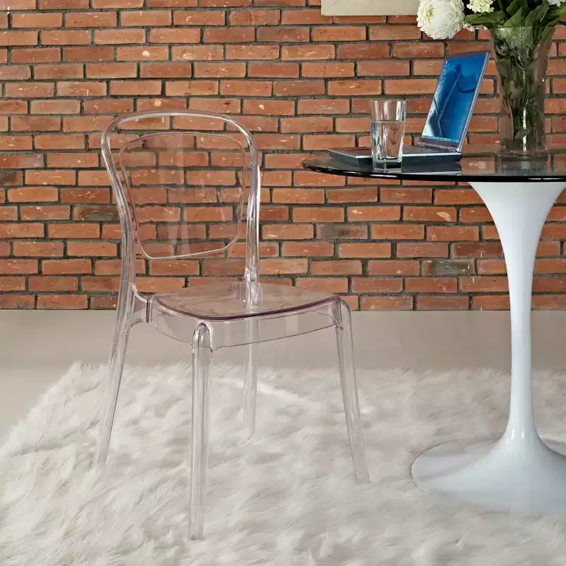 Dining Side Chair Clear -: Polycarbonate, Spot/Wipe Clean, No Assembly, 330lb Capacity