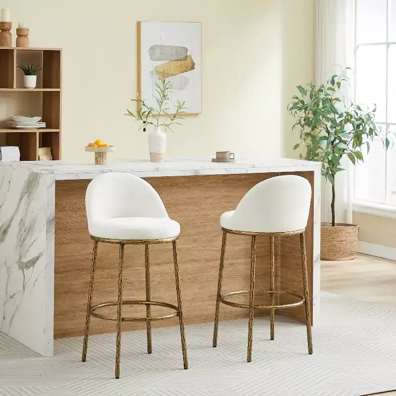 Christopher Knight Home Chaiwat Modern Metal Upholstered Bar Stools (Set of 2)