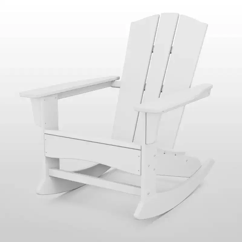 POLYWOOD Shawboro Outdoor Patio Adirondack Rocking Patio Accent Chair White