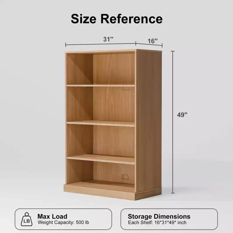 Doorless Wood Bookshelf Storage Cabinet Bookcase&Office Cabinet for Kitchen Bedroom Entryway Living Room Dinning Room Natural