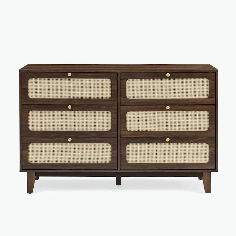 wooden antique six-drawer dresser