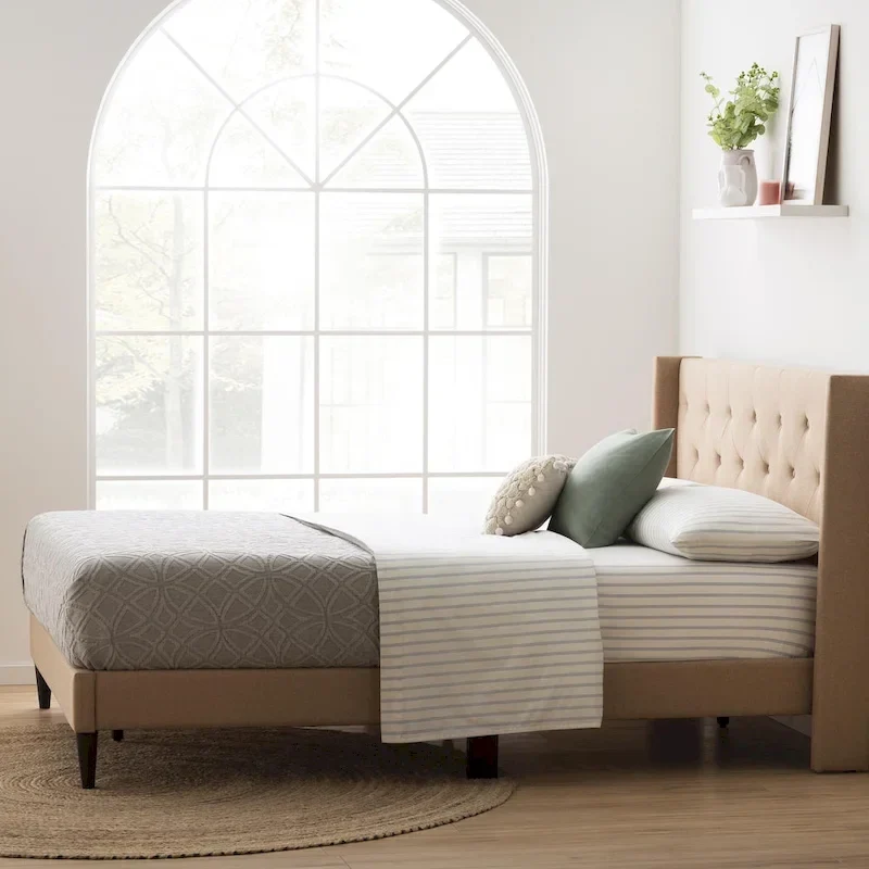 Brookside Isabelle Button Tufted Wingback Upholstered Bed