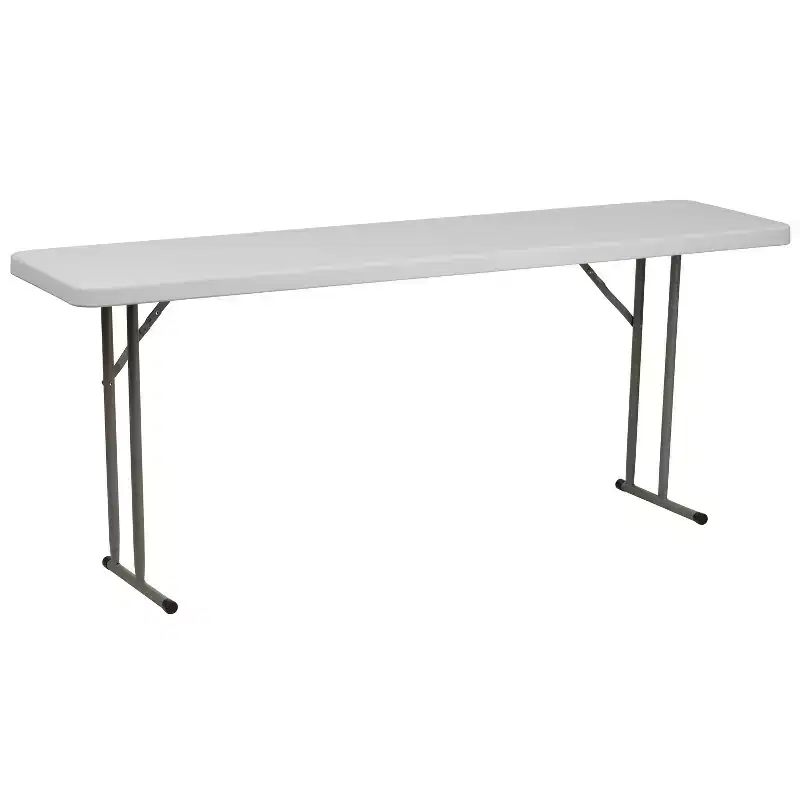 White Rectangular Folding Table, Seats 3, 6-Foot