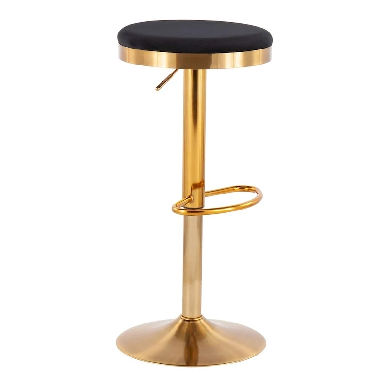 Set of 2 Counter Bar Stools | Gold Steel Frame | White Faux Leather | Adjustable Height