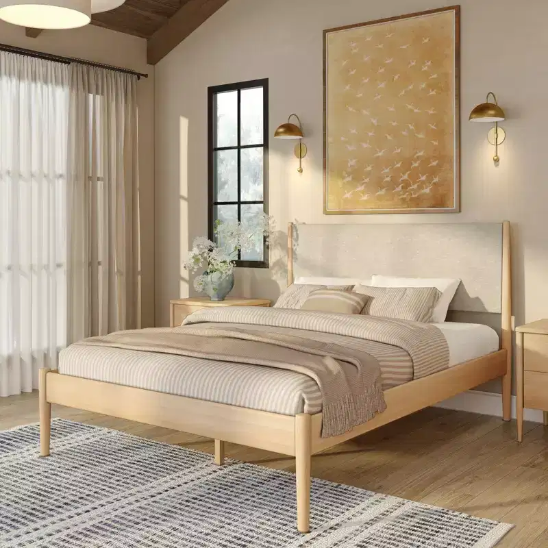 Queen Bed with Upholstered Headboard