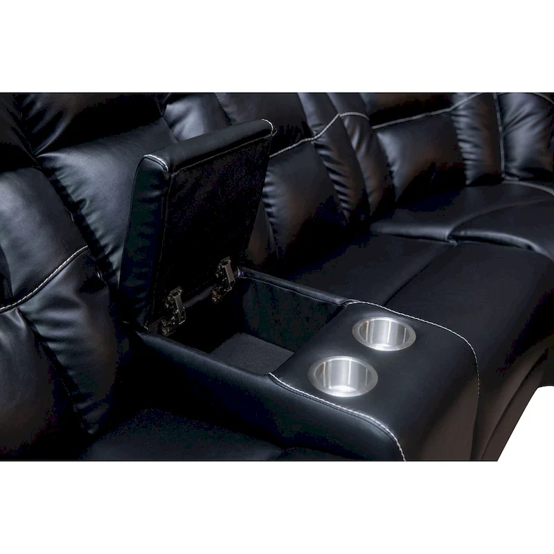 Mid-century Modern Faux Leather Upholstered Reclining Sectional Sofa