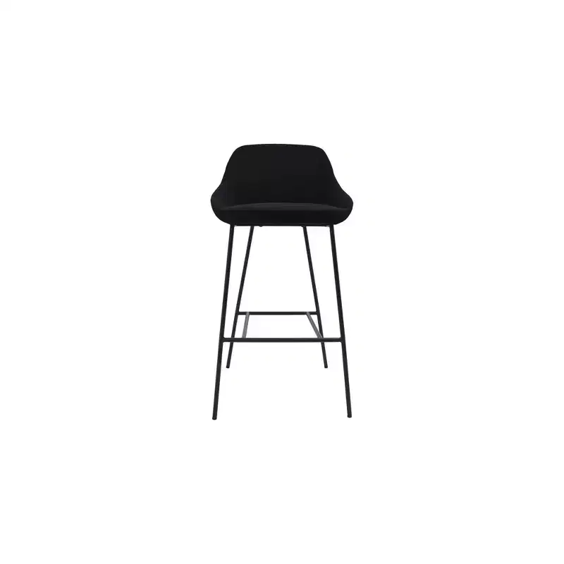 Alder Bay Henagar Barstool Black: Modern Upholstered, Steel Legs, Fixed Height, Foam Filled