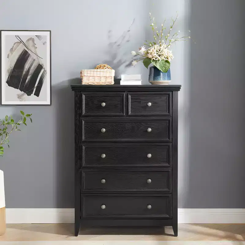 Modern 6 Drawer Dresser with Smooth Glide Drawers, Anti-Tipping Device, for Living Room