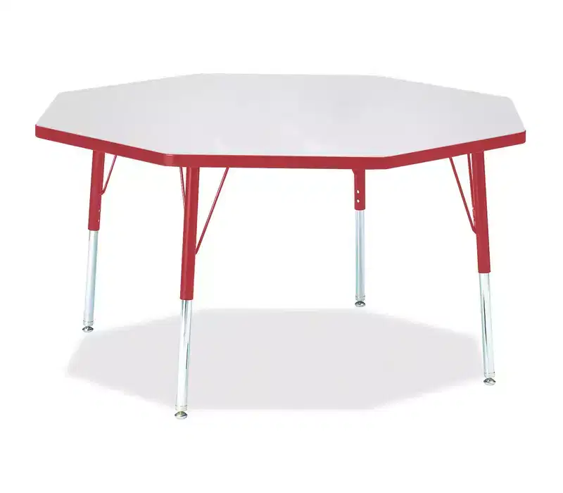 Jonti-Craft Berries Elementary Height Color Edge Octagon Table 48 x 48 in Red