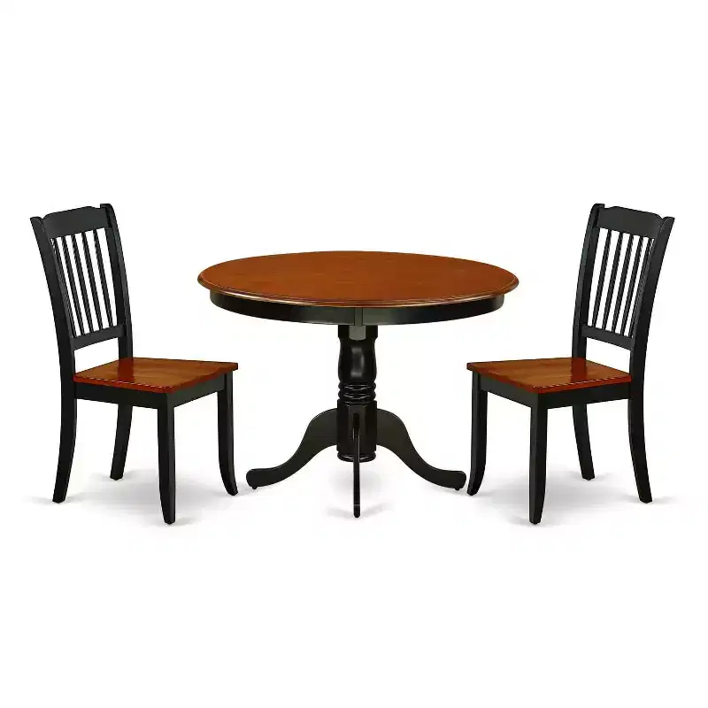 Bohemian Kitchen Table Set - 3 Piece Dining Set for Small Spaces - Round Table & 2 Chairs - 42 Inch - Black Cherry