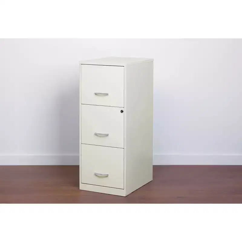 18" Deep 3 Drawer Smart Letter Width Vertical File Cabinet Pearl White