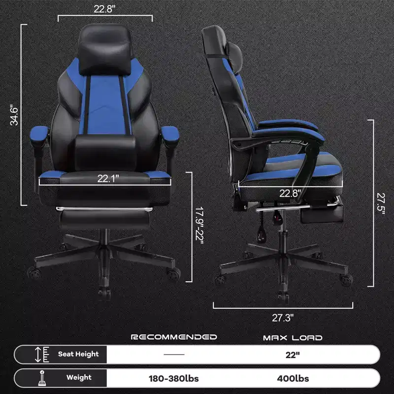 Celebalcony Gaming Chairs for Adults with Footrest, High Back, with Massage Lumbar Support, 360 Swivel Height Adjustable Computer Chairs