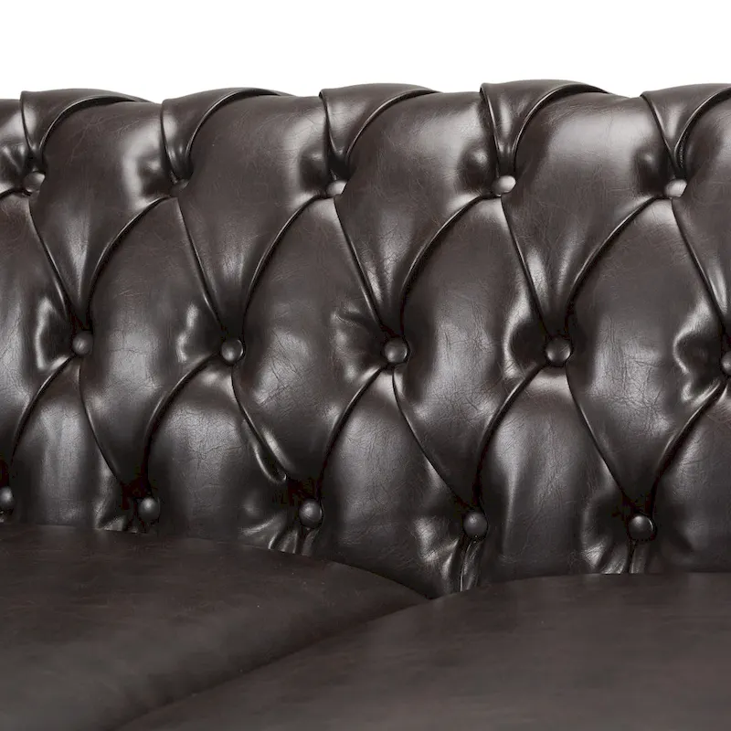 Parksley Tufted Chesterfield Faux Leather Sofa by Christopher Knight Home