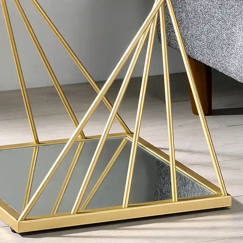 Lopita Contemporary Gold 16-inch Glass 1-Shelf Side Table by Furniture of America