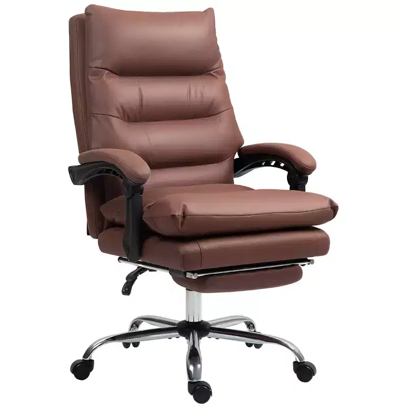 Microfibre Massage Office Chair, Heated Reclining with Footrest, Double-Tier Padding, Swivel Wheels