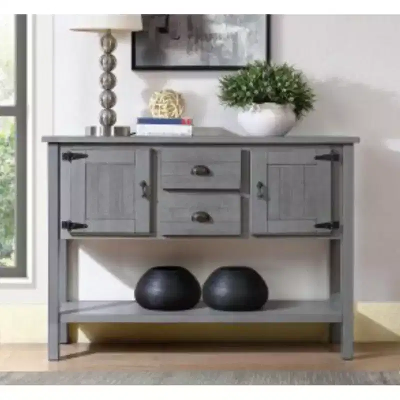 Farmhouse-style sideboard with two drawers, cabinet, and bottom shelf Kitchen, dining room, or entryway sideboard Sofa table