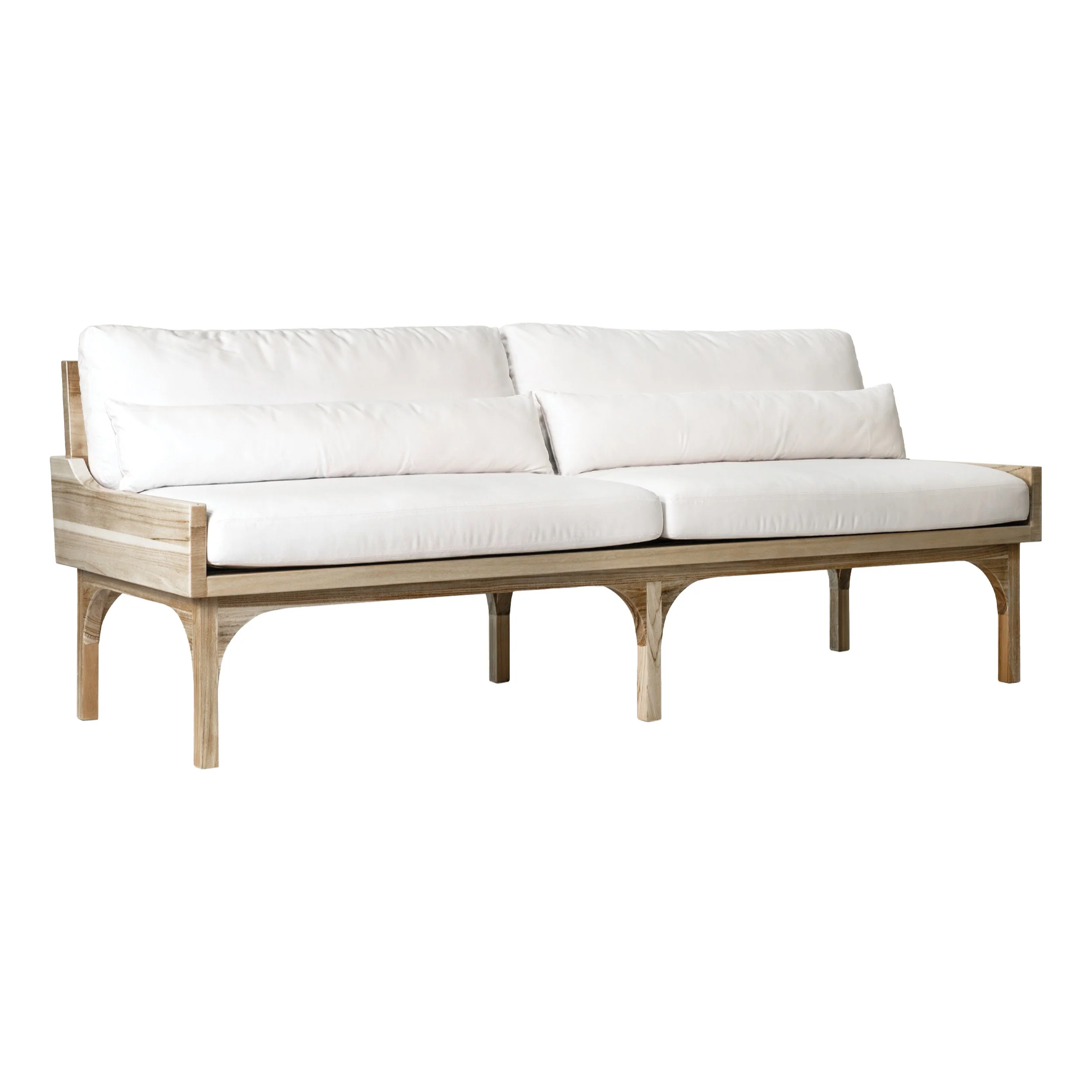 Bleached Wheat Teak Minimalist Serene Indoor Outdoor Sofa