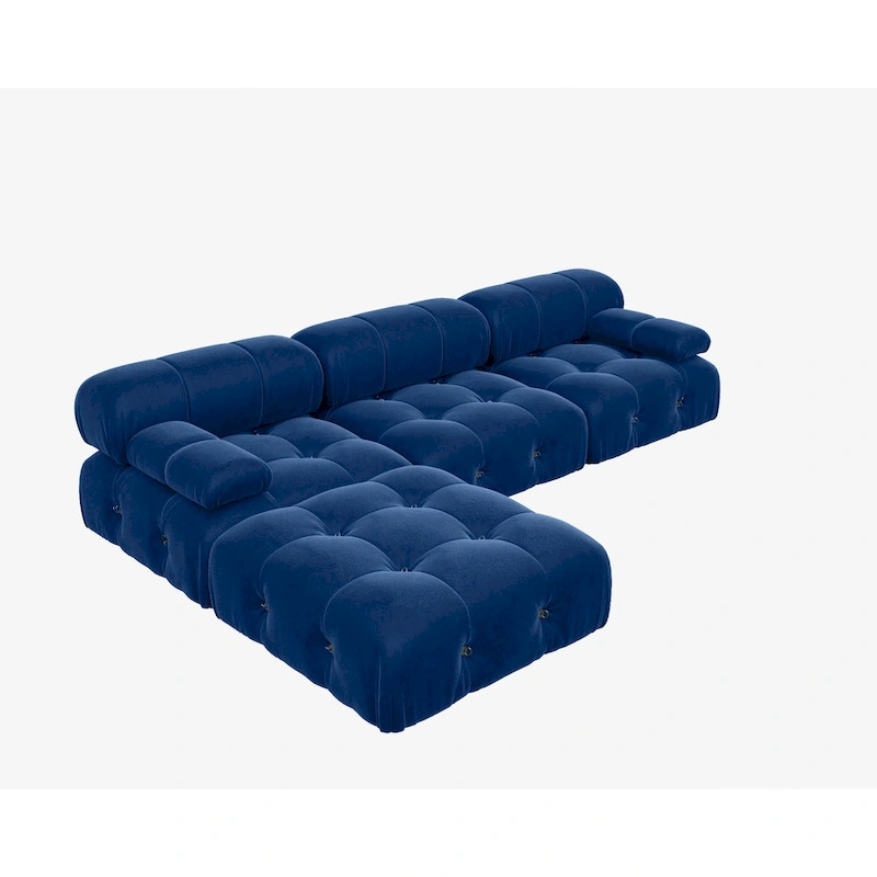 104 Wide Velvet Reversible Modular Sofa & Chaise with Ottoman