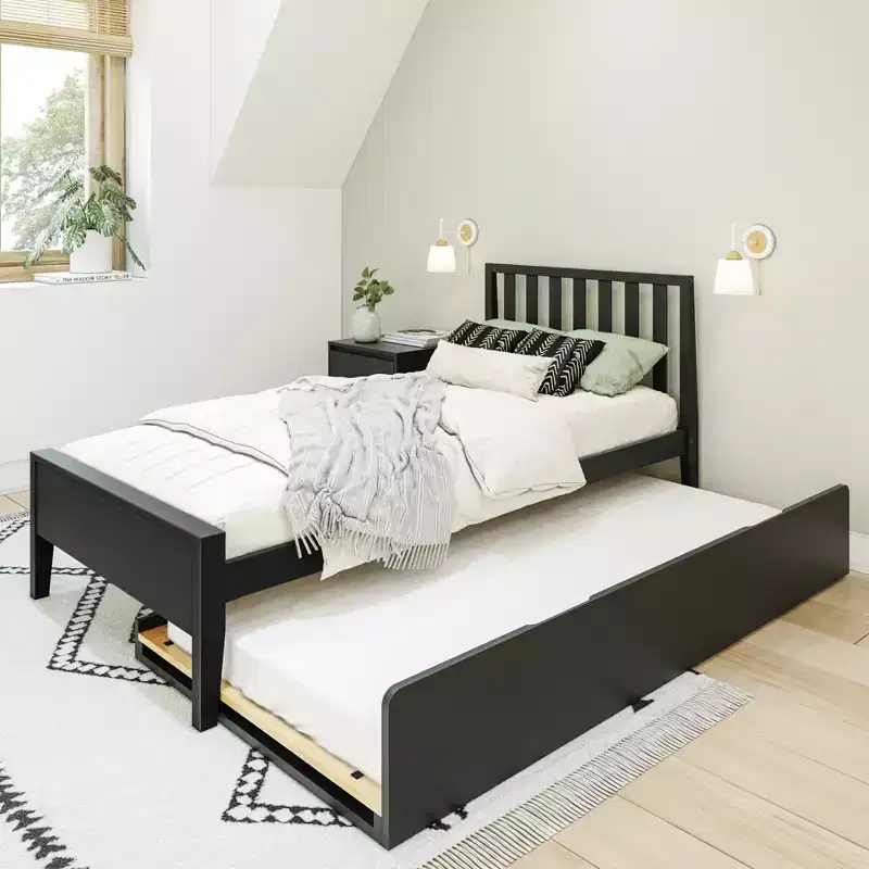 Max & Lily Scandinavian Twin-Size Bed with Twin-Size Trundle