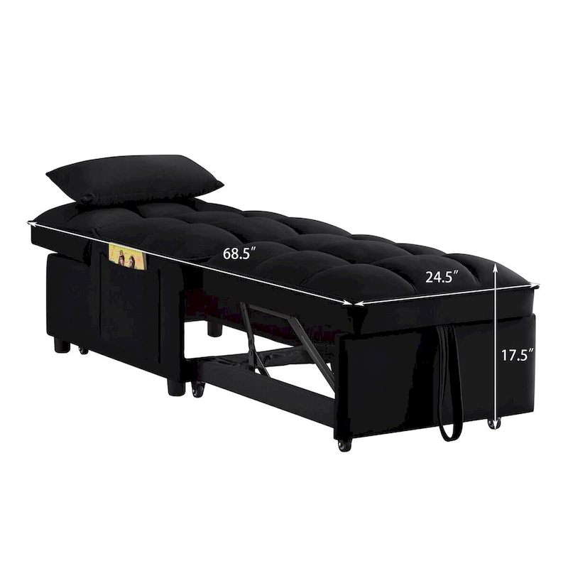 Convertible Recliners with Adjustable Backrest, Pillows and Pockets