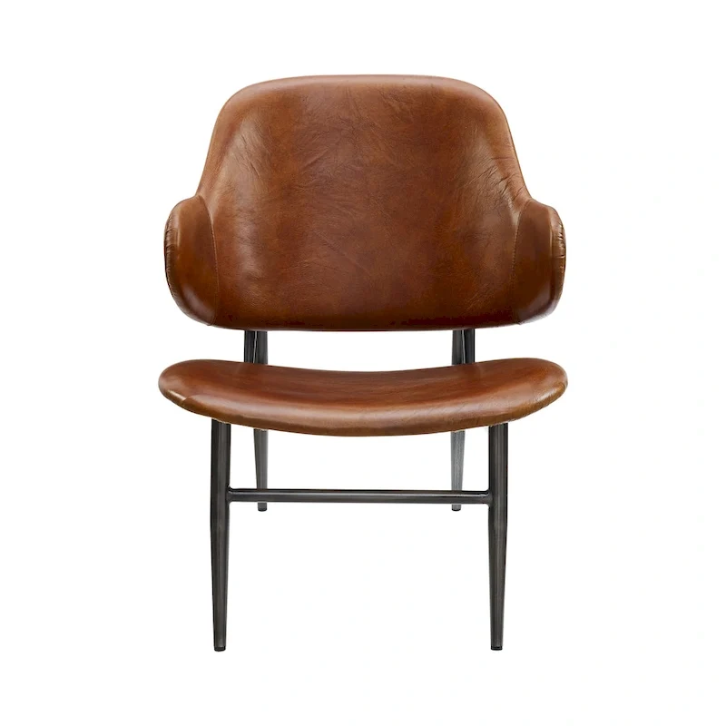Art Leon Genuine Leather Accent Lounge Chair