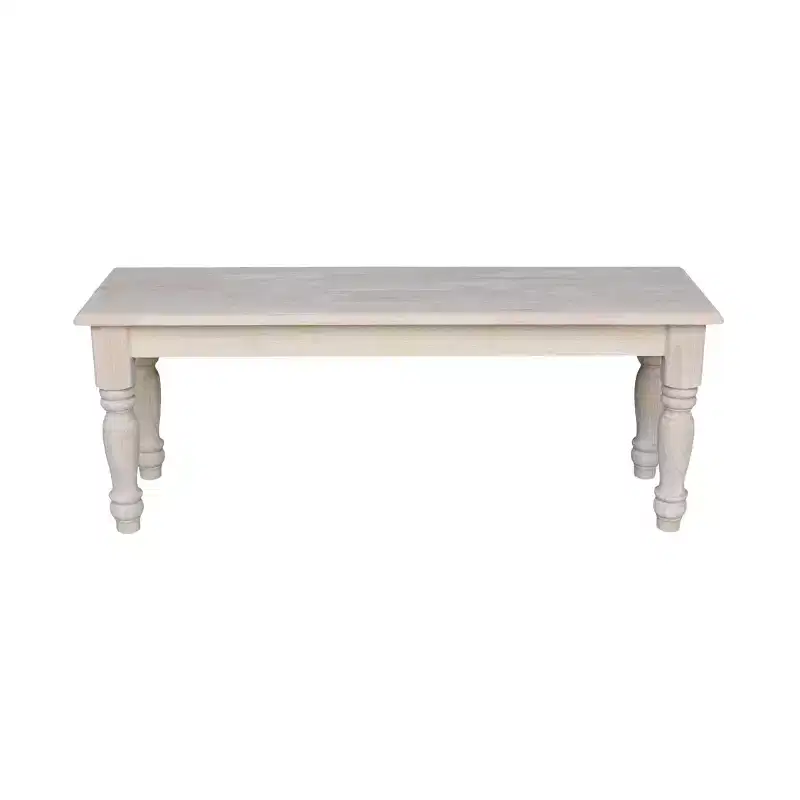 Farmhouse Bench - Unfinished - International Concepts: Hardwood Rectangular Seat for Dining & Bedroom, Seats 2