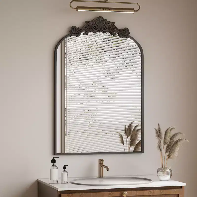 BEAUTYPEAK Arched Top Bathroom Vanity Mirrors 24x36,Black