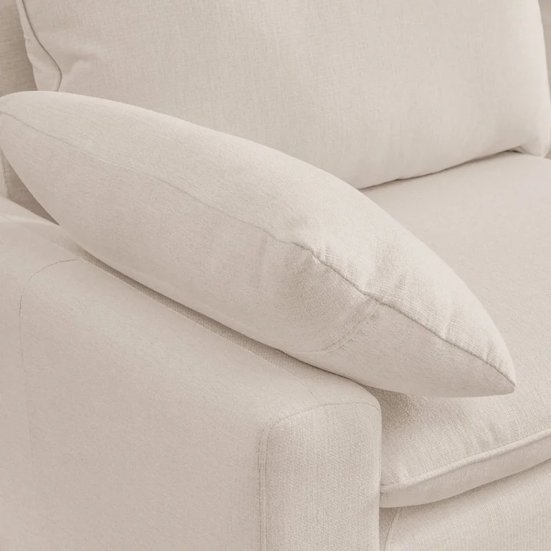 L-Shaped linen sectional sofa with right chaise(left-facing chaise),Beige