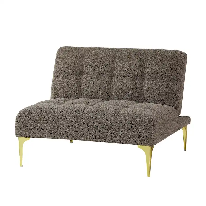 Convertible Sofa Bed Futon with Solid Wood Legs Linen Fabric Musterd Green