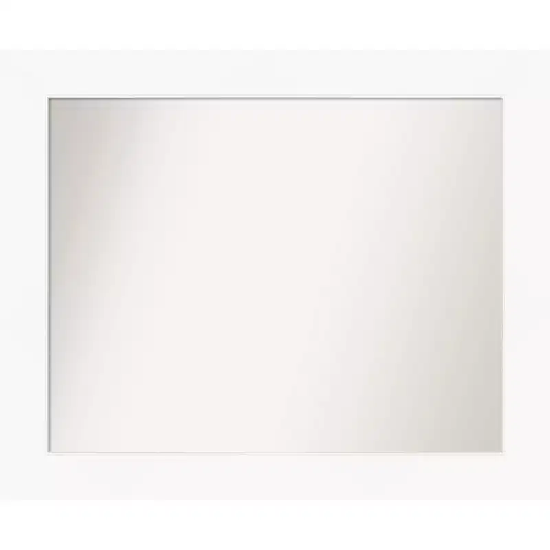 34" x 28" Non-Beveled Cabinet White Wall Mirror - Amanti Art: Modern Style, Polystyrene Frame, Includes Mounting Hardware