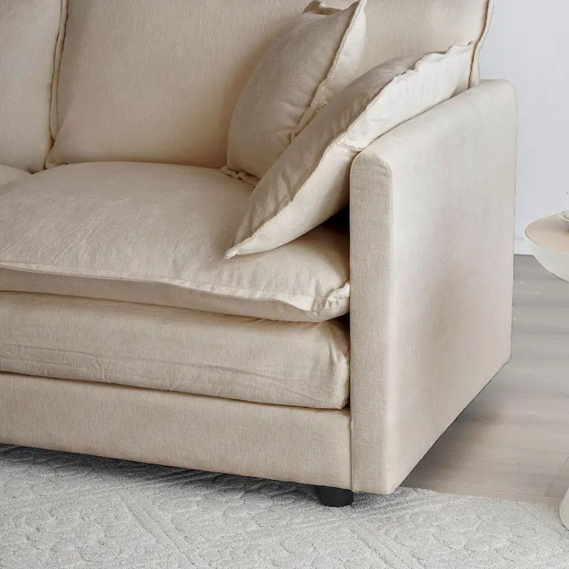 6-Seater U-Shape Sectional Sofa with 3 Ottomans and Pillows
