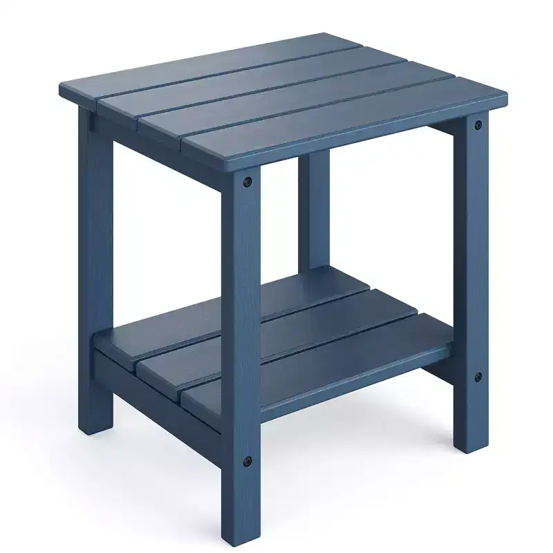 Outdoor Side Table Set of 2, All Weather Resistant Patio Side Tables, Square Plastic Patio Table, End Table for Patio Pool Deck