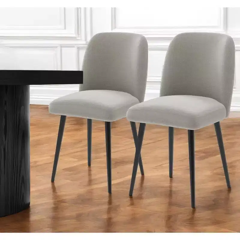 HomeRoots Set of Two Gray And Black Upholstered Fabric Dining Side Chairs
