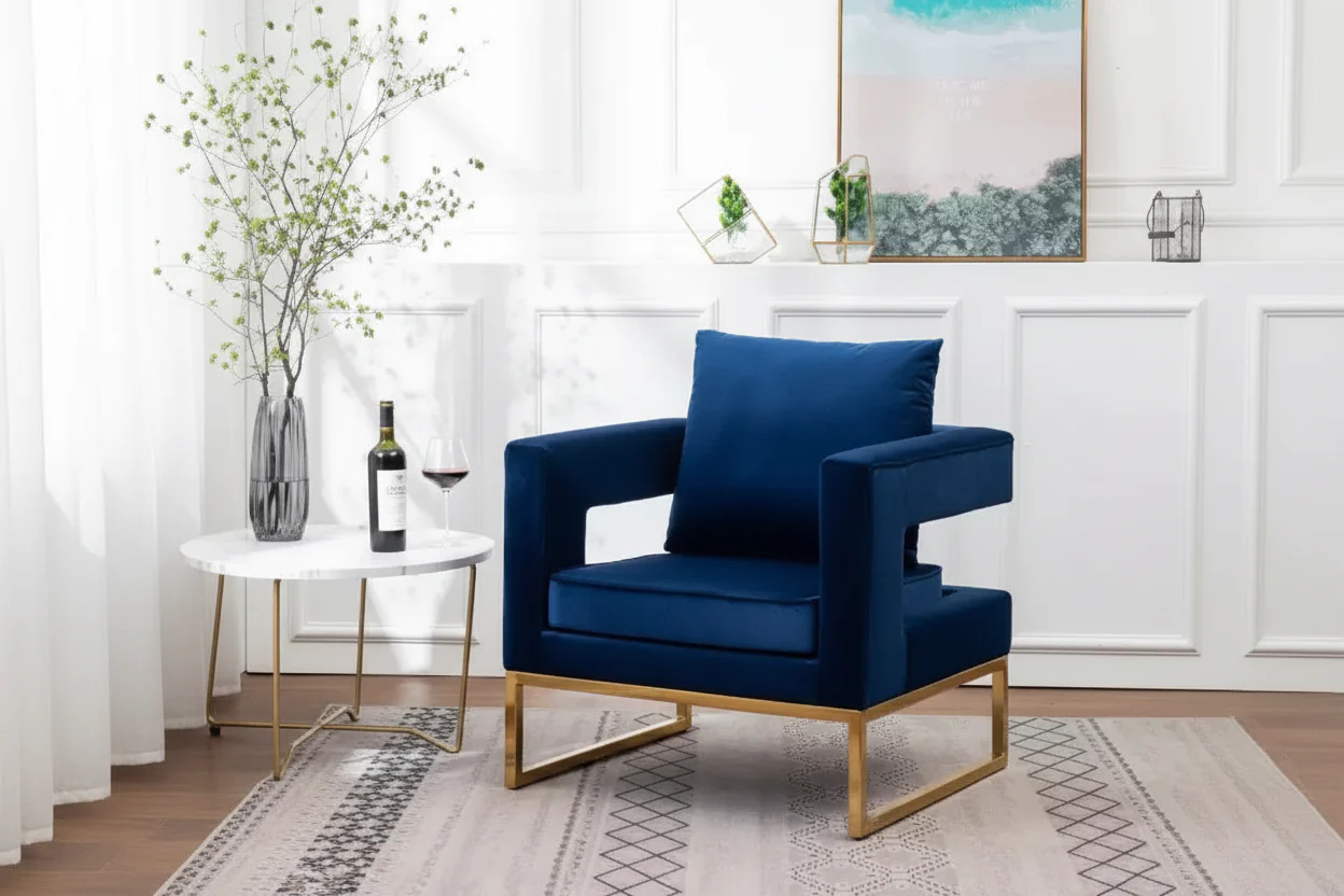 Lenola Contemporary Upholstered Accent Arm Chair - Blue